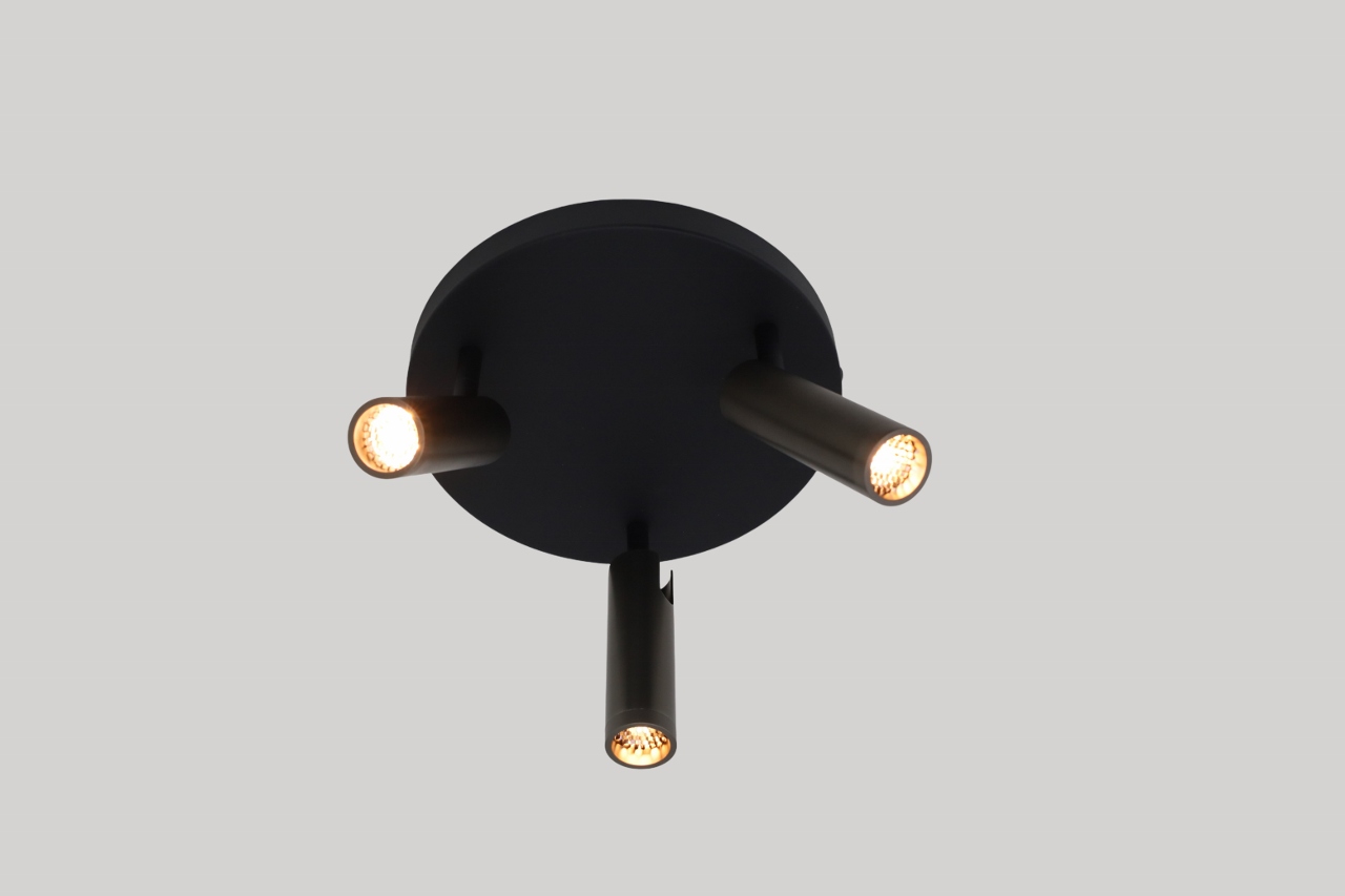 Moderne opbouwspot DORADO 3-lichts | Zwart / grijs