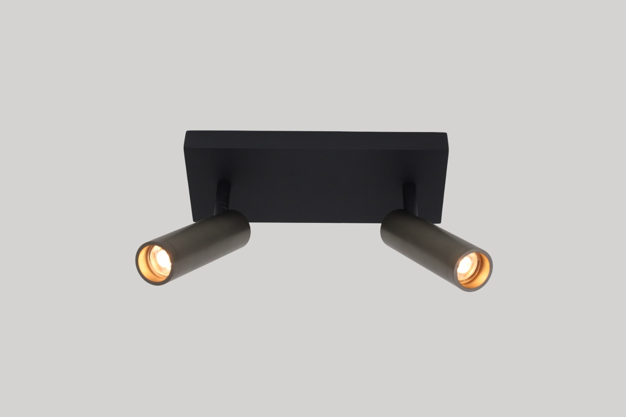 Moderne opbouwspot DORADO 2-lichts | Zwart / grijs