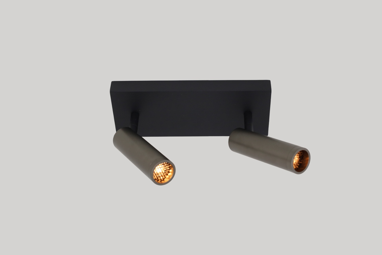 Moderne opbouwspot DORADO 2-lichts | Zwart / grijs