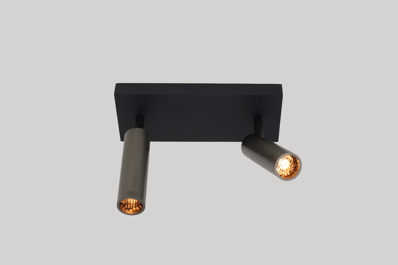 Moderne opbouwspot DORADO 2-lichts | Zwart / grijs