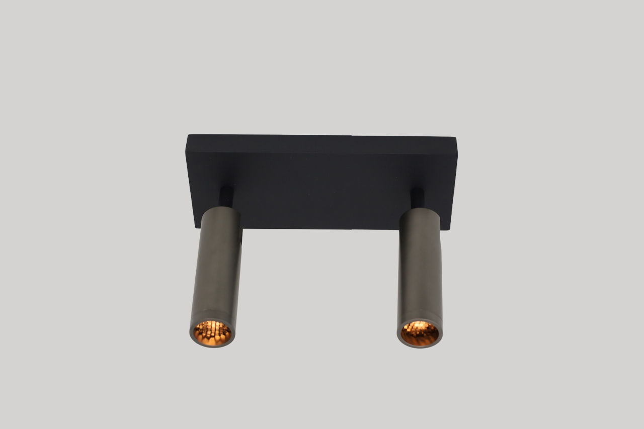 Moderne opbouwspot DORADO 2-lichts | Zwart / grijs