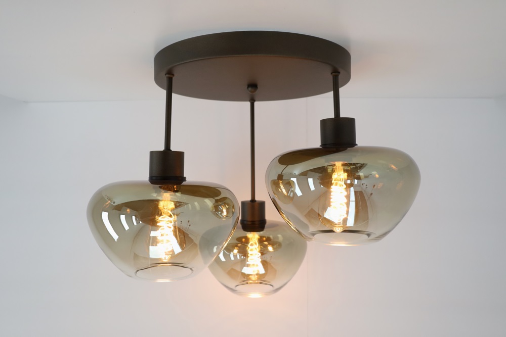 Plafondlamp 3-lichts GENUA | Cacaobruin / amber