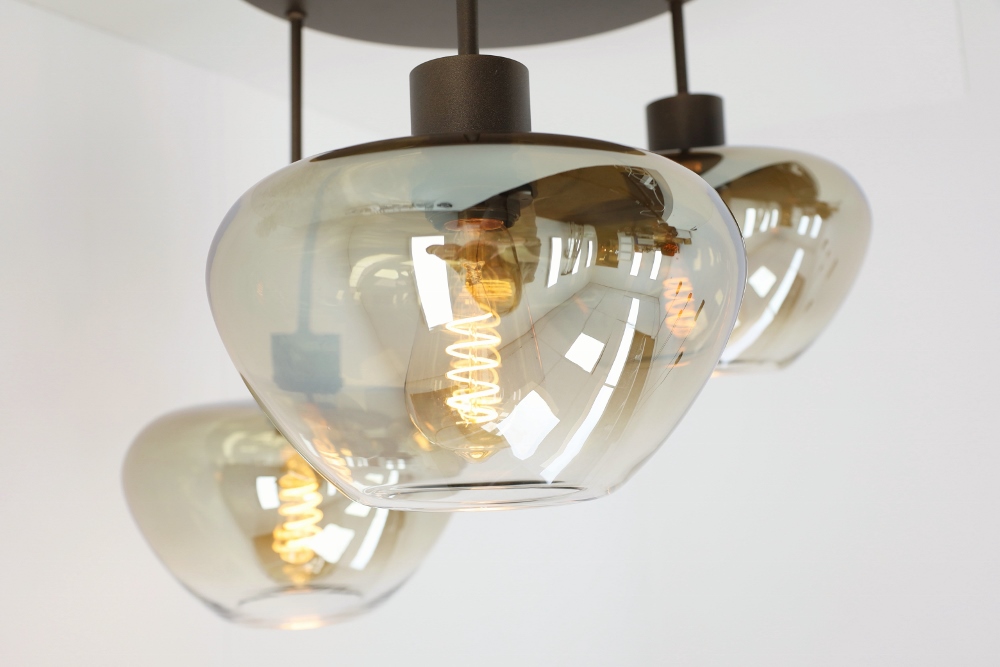 Plafondlamp 3-lichts GENUA | Cacaobruin / amber