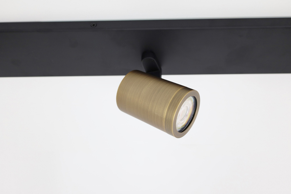 Stijlvolle strakke 5-lichts opbouwspot SCOOP balk | Zwart / Brons