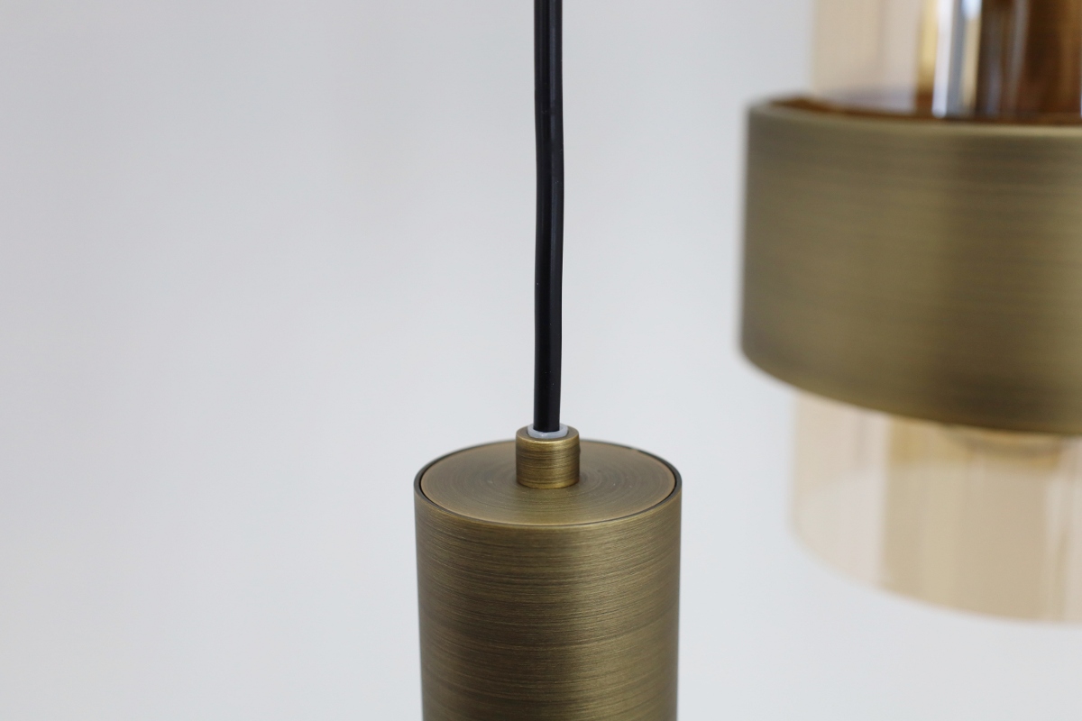 Sfeervolle hanglamp MARRONE 7-lichts recht | Brons / Amber