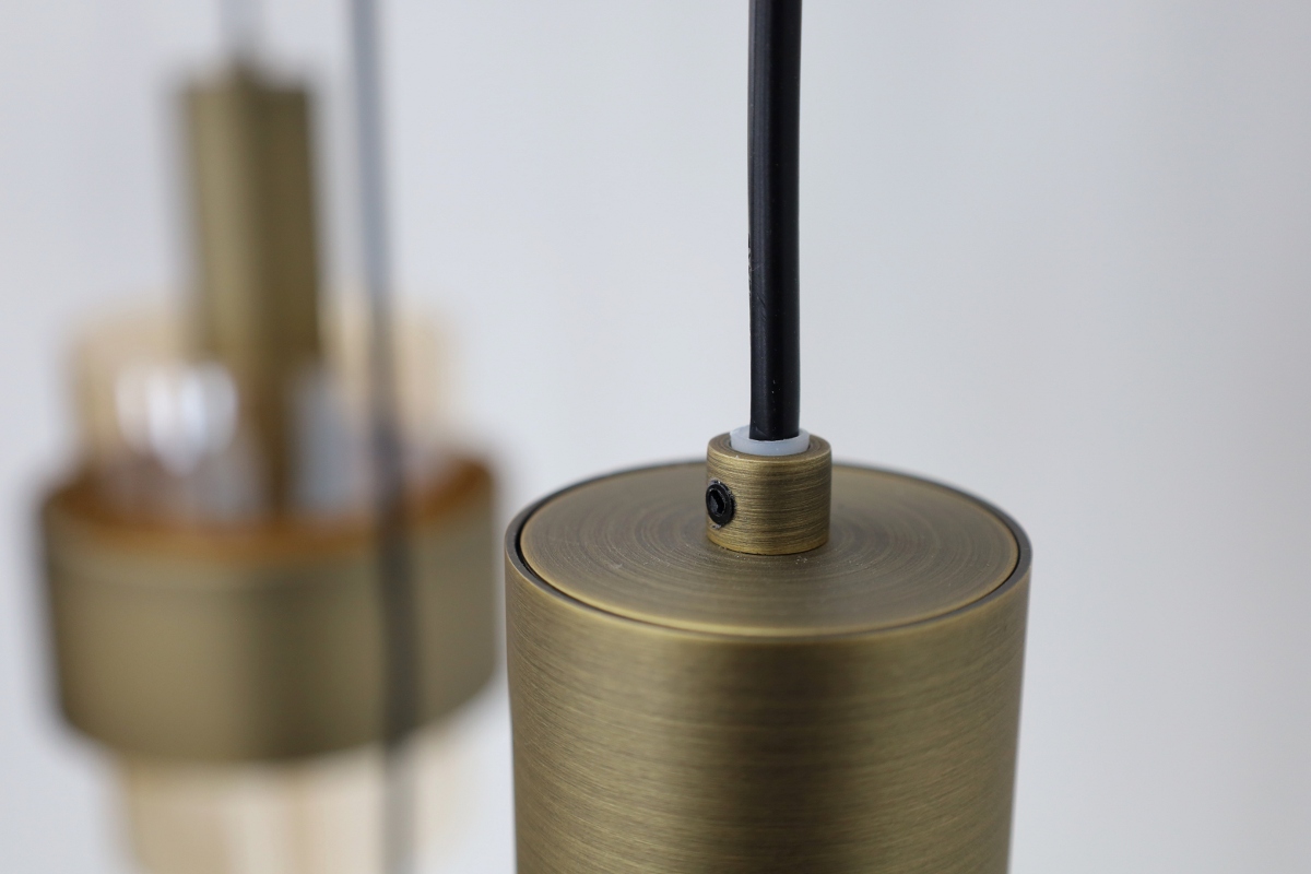 Sfeervolle hanglamp MARRONE 7-lichts recht | Brons / Amber