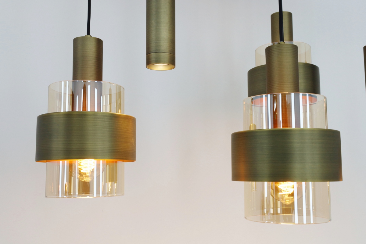 Sfeervolle hanglamp MARRONE 7-lichts ovaal | Brons / Amber