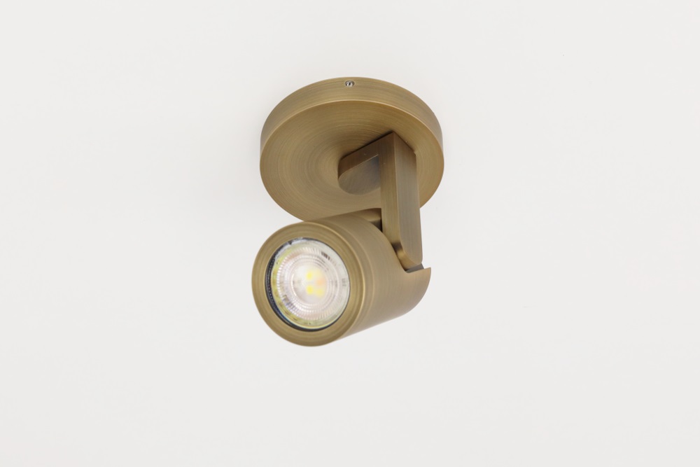 Stijlvolle strakke 1-lichts opbouwspot SCOOP rond | Brons