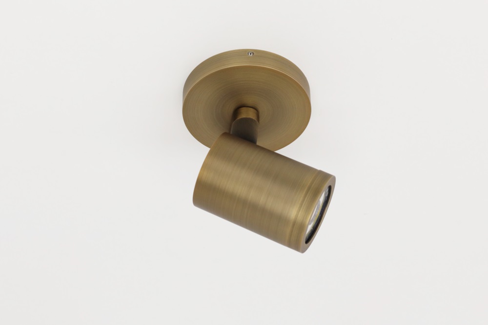Stijlvolle strakke 1-lichts opbouwspot SCOOP rond | Brons