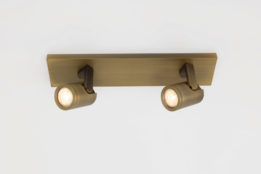 Stijlvolle strakke 2-lichts opbouwspot SCOOP balk | Brons