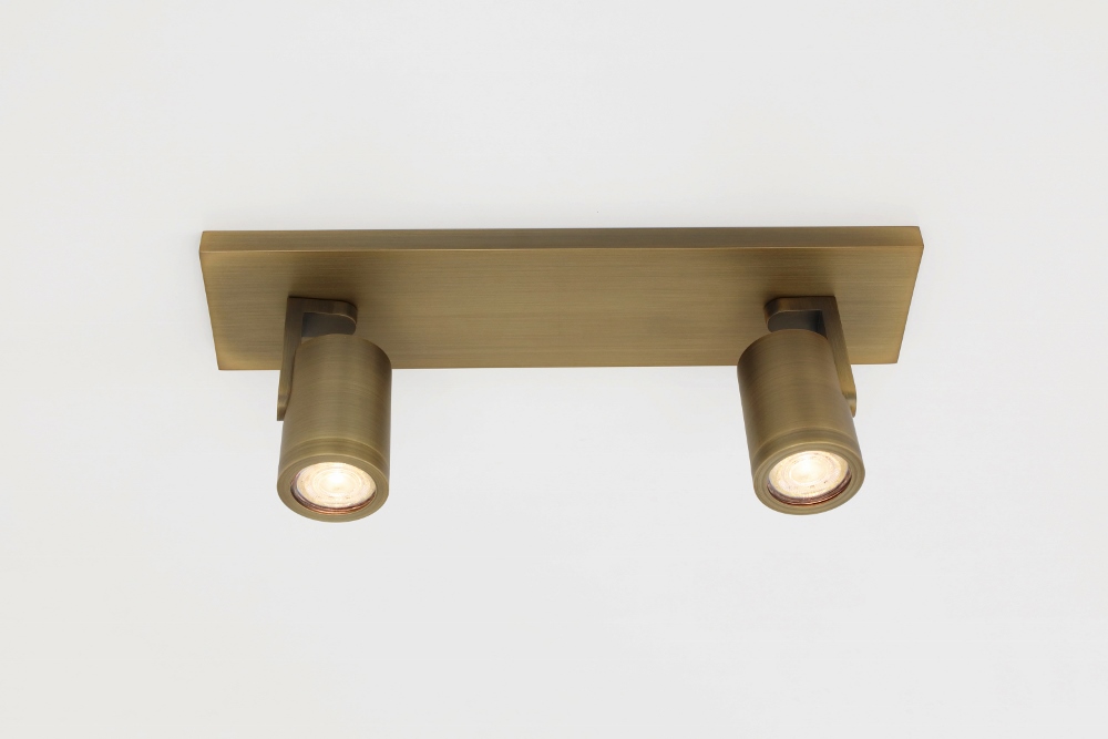 Stijlvolle strakke 2-lichts opbouwspot SCOOP balk | Brons