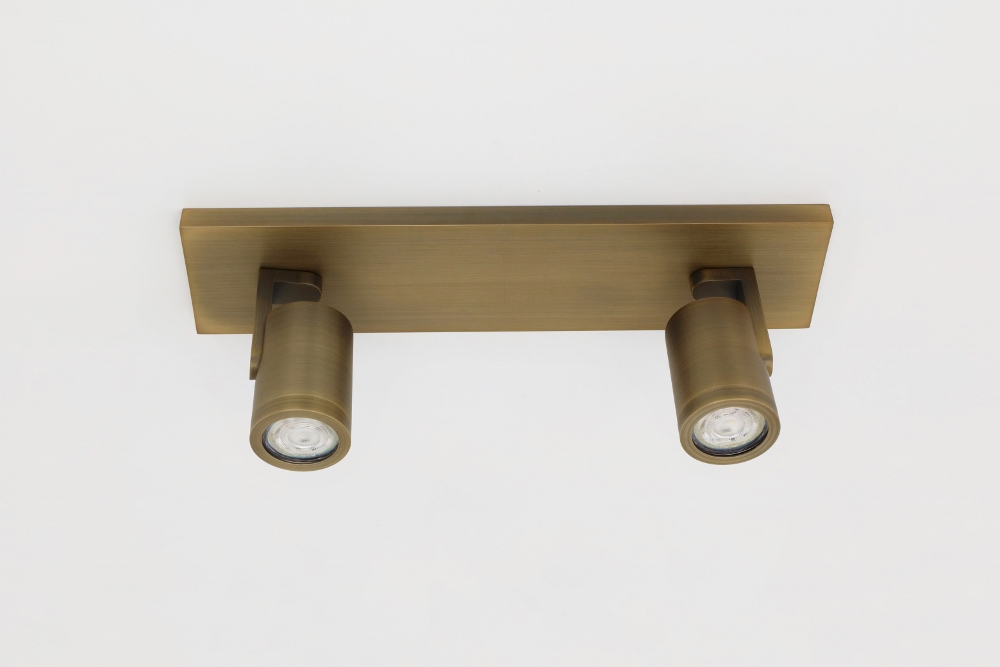 Stijlvolle strakke 2-lichts opbouwspot SCOOP balk | Brons