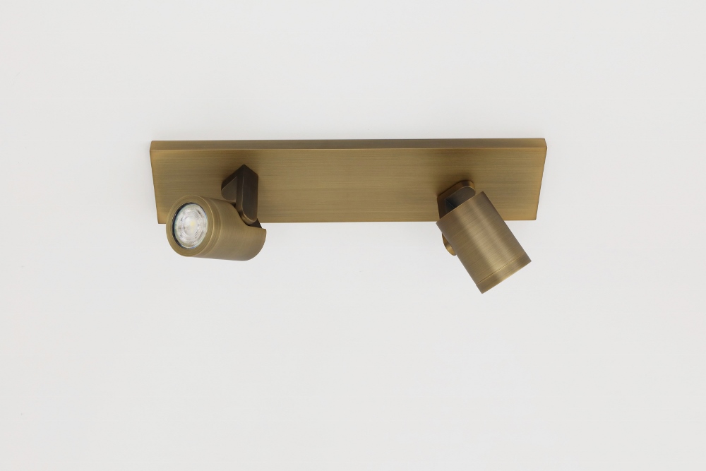 Stijlvolle strakke 2-lichts opbouwspot SCOOP balk | Brons