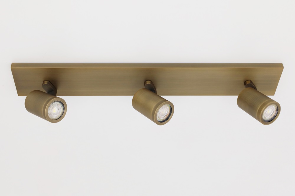Stijlvolle strakke 3-lichts opbouwspot SCOOP balk | Brons