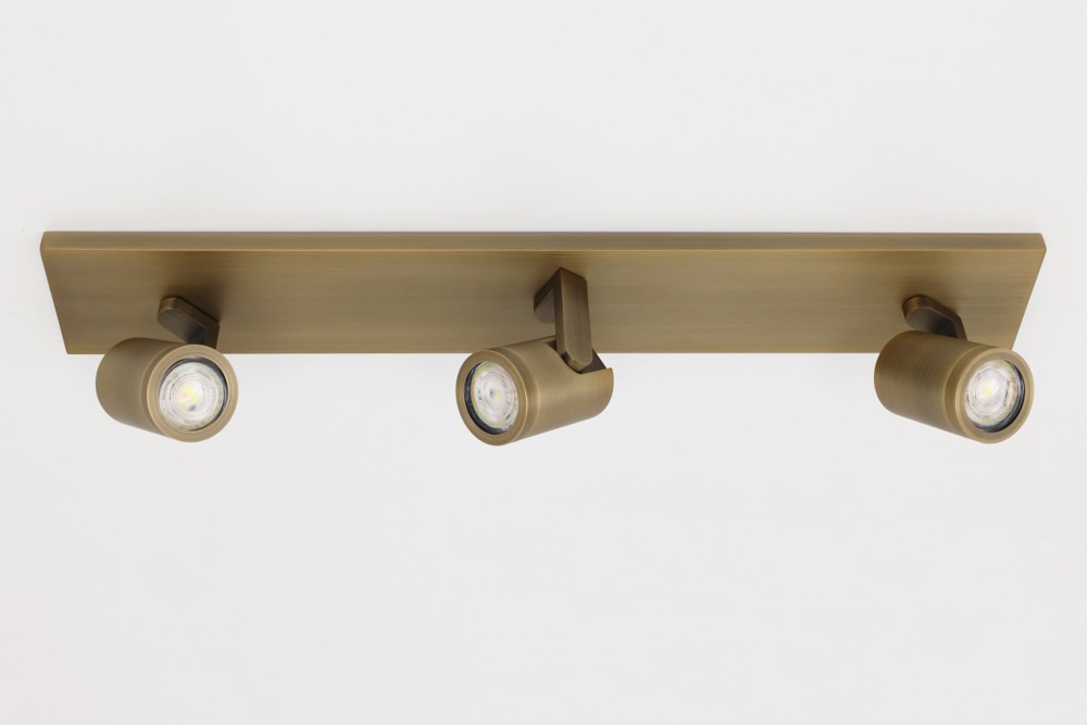 Stijlvolle strakke 3-lichts opbouwspot SCOOP balk | Brons