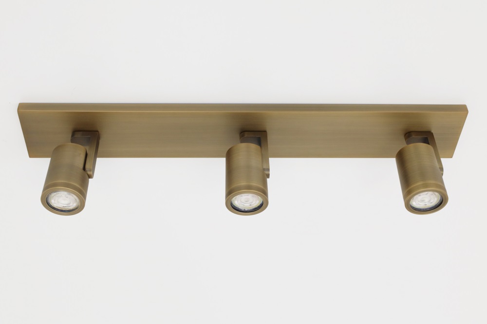 Stijlvolle strakke 3-lichts opbouwspot SCOOP balk | Brons