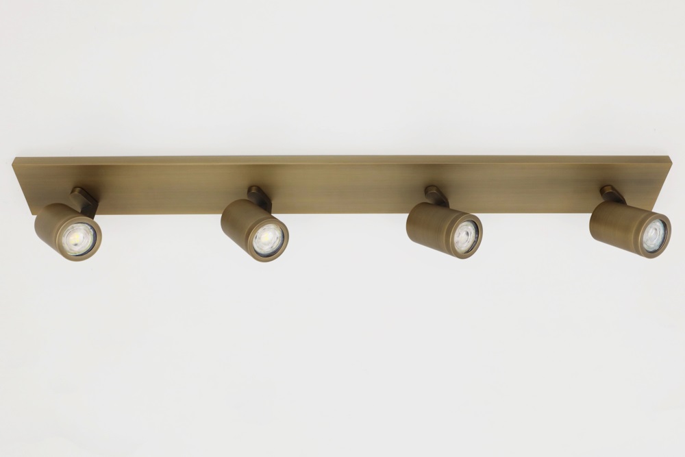 Stijlvolle strakke 4-lichts opbouwspot SCOOP balk | Brons