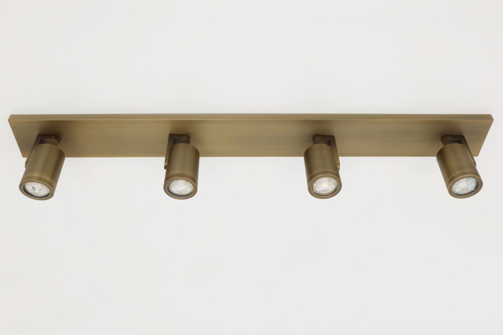 Stijlvolle strakke 4-lichts opbouwspot SCOOP balk | Brons