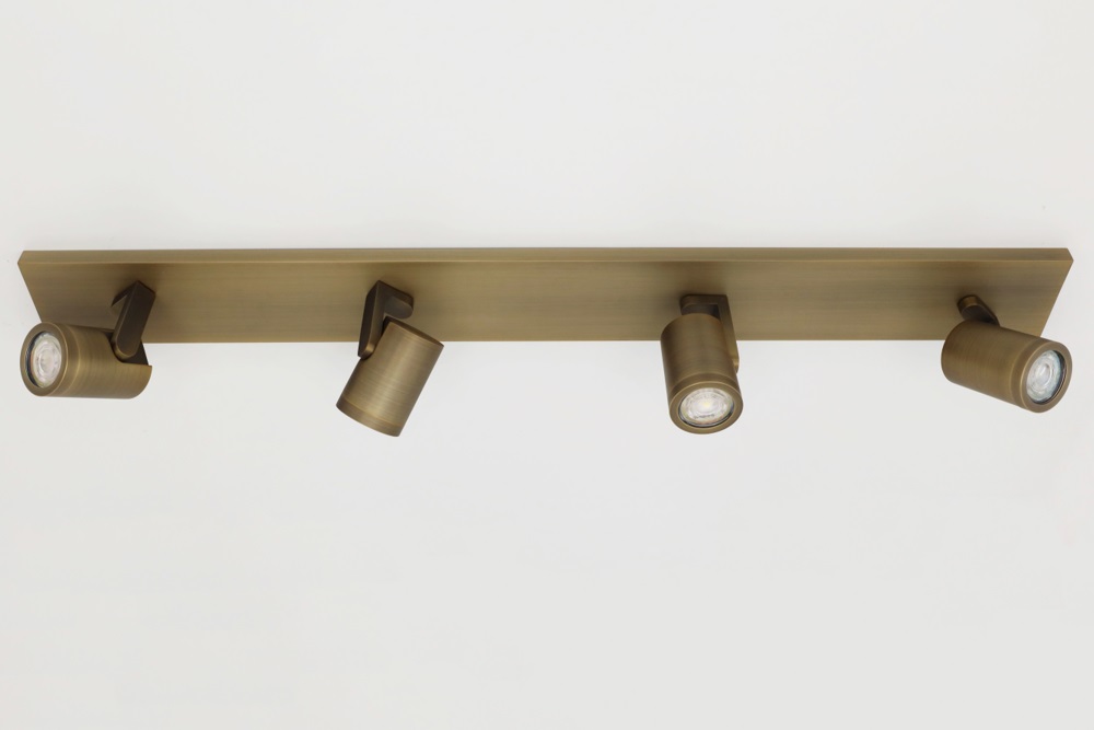 Stijlvolle strakke 4-lichts opbouwspot SCOOP balk | Brons