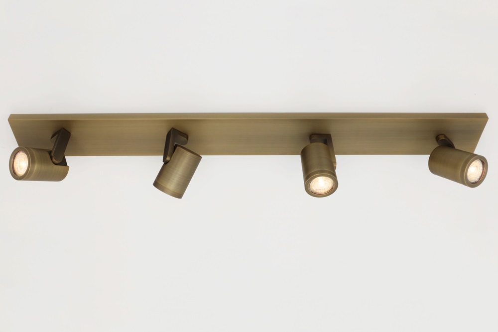 Stijlvolle strakke 4-lichts opbouwspot SCOOP balk | Brons