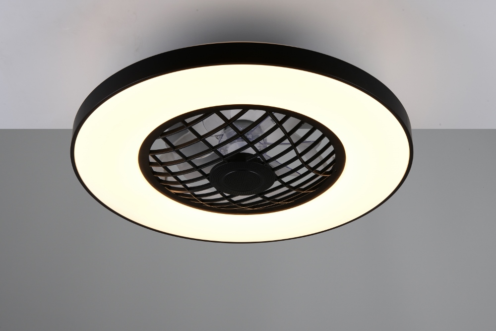 Plafondventilator MOSVIK zwart Ø 59 cm met lamp en speaker | 3 snelheden