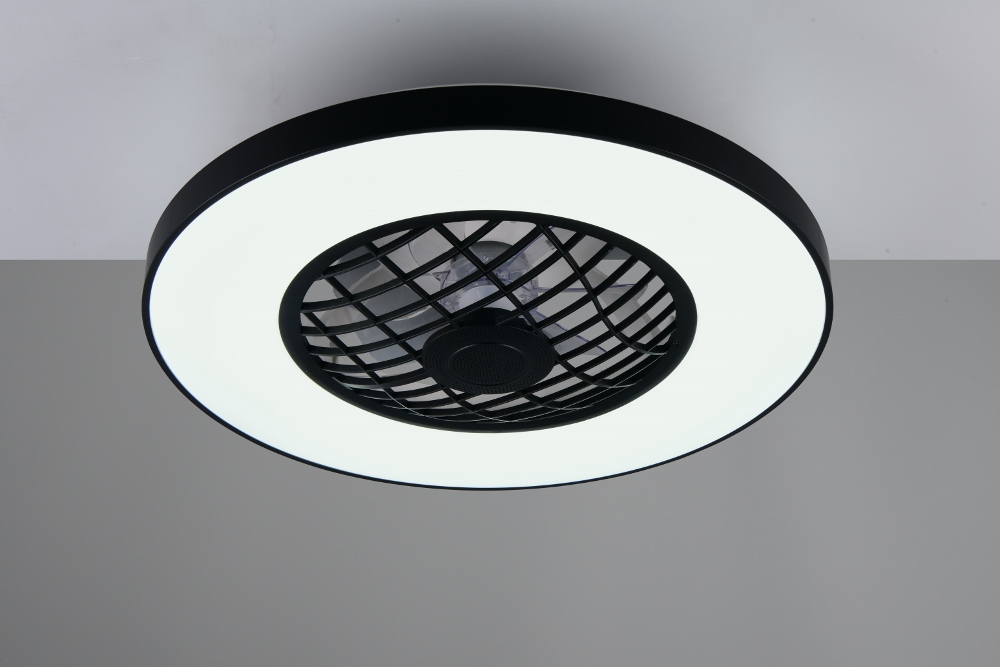 Plafondventilator MOSVIK zwart Ø 59 cm met lamp en speaker | 3 snelheden