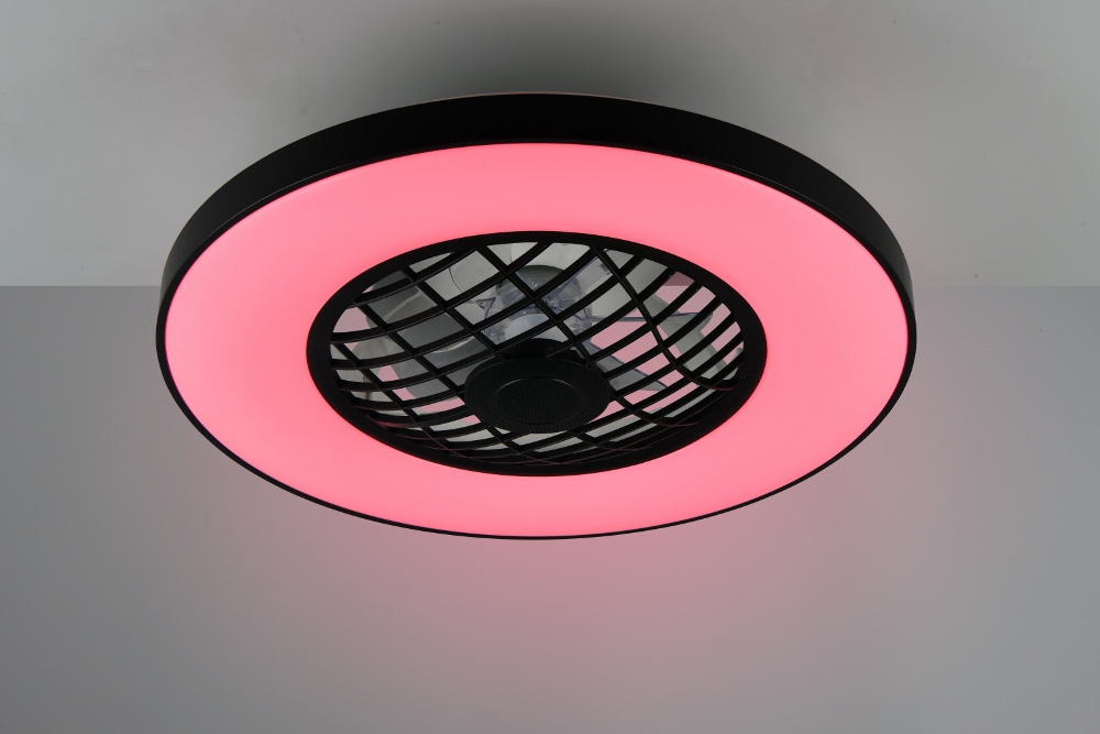 Plafondventilator MOSVIK zwart Ø 59 cm met lamp en speaker | 3 snelheden