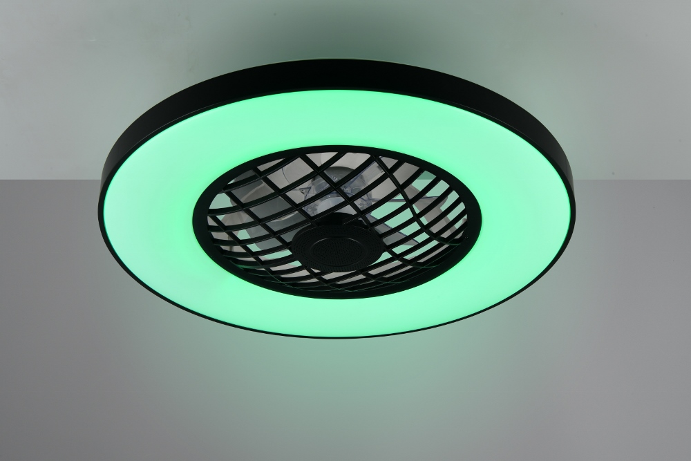 Plafondventilator MOSVIK zwart Ø 59 cm met lamp en speaker | 3 snelheden
