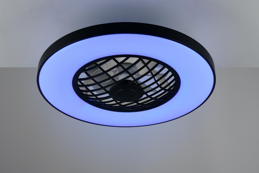 Plafondventilator MOSVIK zwart Ø 59 cm met lamp en speaker | 3 snelheden