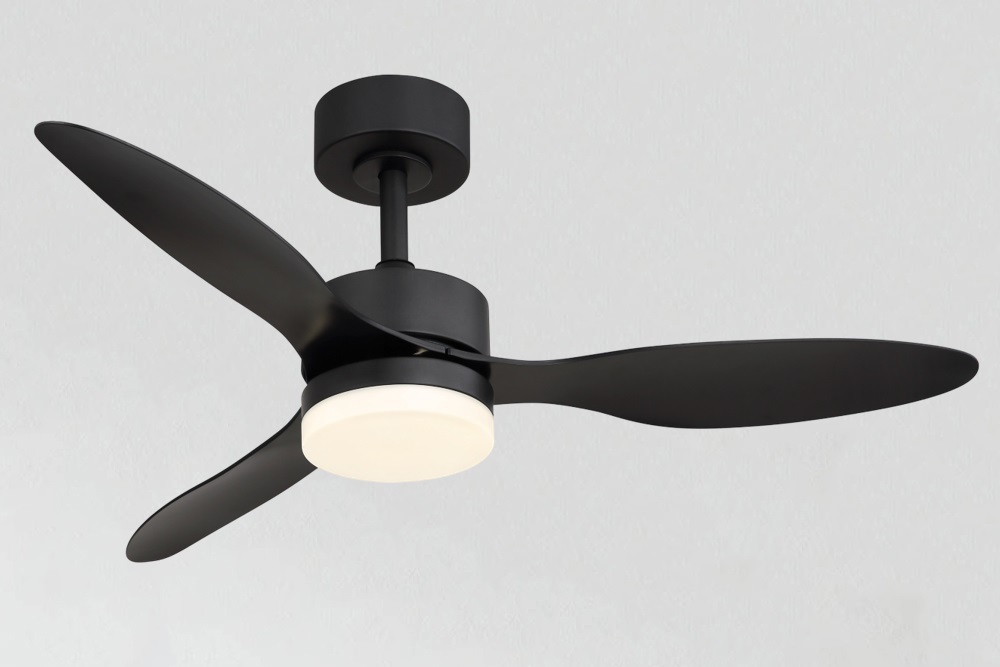 Strakke plafondventilator BORGUND zwart &Oslash; 106 cm met lamp | 6 snelheden