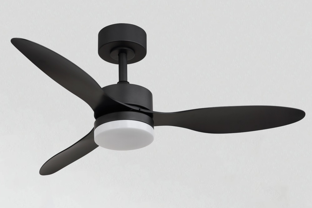 Strakke plafondventilator BORGUND zwart &Oslash; 106 cm met lamp | 6 snelheden