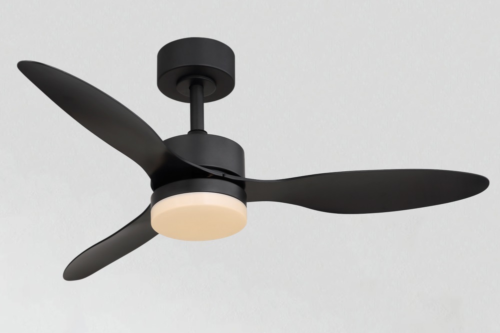 Strakke plafondventilator BORGUND zwart &Oslash; 106 cm met lamp | 6 snelheden