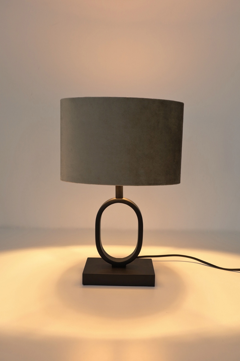 Ovale tafellamp VERONA KLEIN inclusief kap | Zwart/ Taupe