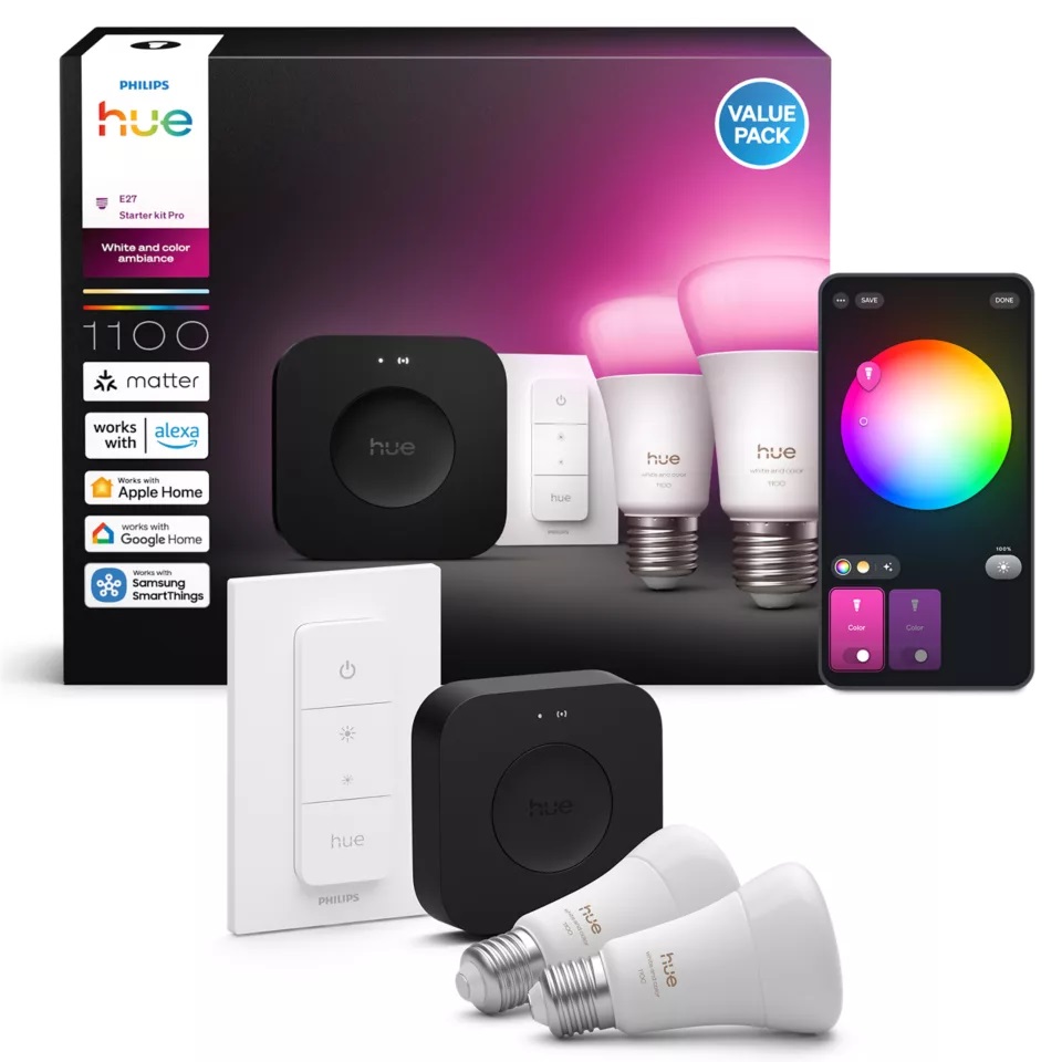 Philips Hue Pro White Ambiance en Color Starterspack E27 2 lampen