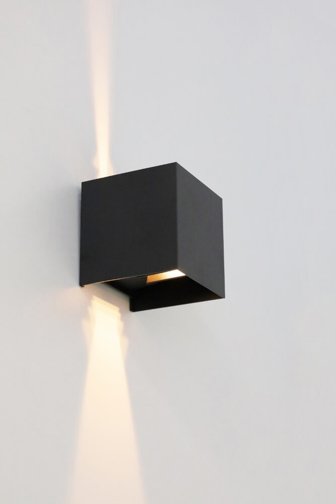 Vierkante LED buitenlamp / wandlamp ARRIGO met CCT-switch | Zwart