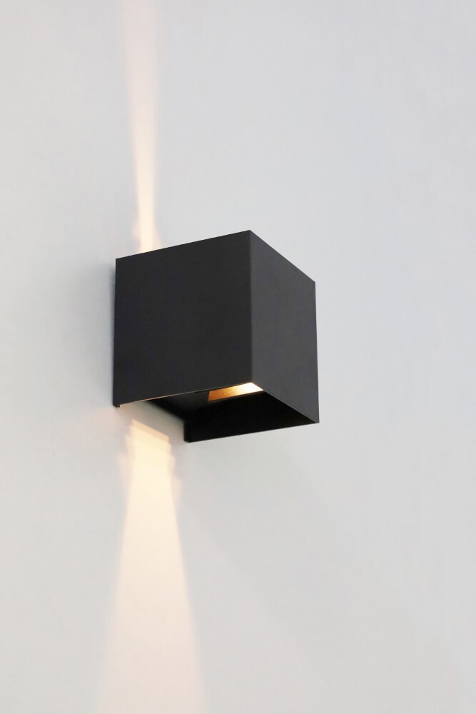 Vierkante LED buitenlamp / wandlamp ARRIGO met CCT-switch | Zwart