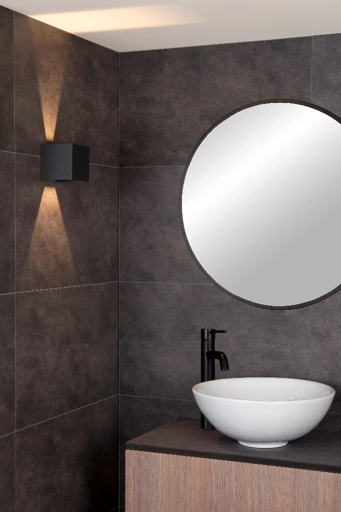 Vierkante LED buitenlamp / wandlamp ARRIGO met CCT-switch | Zwart