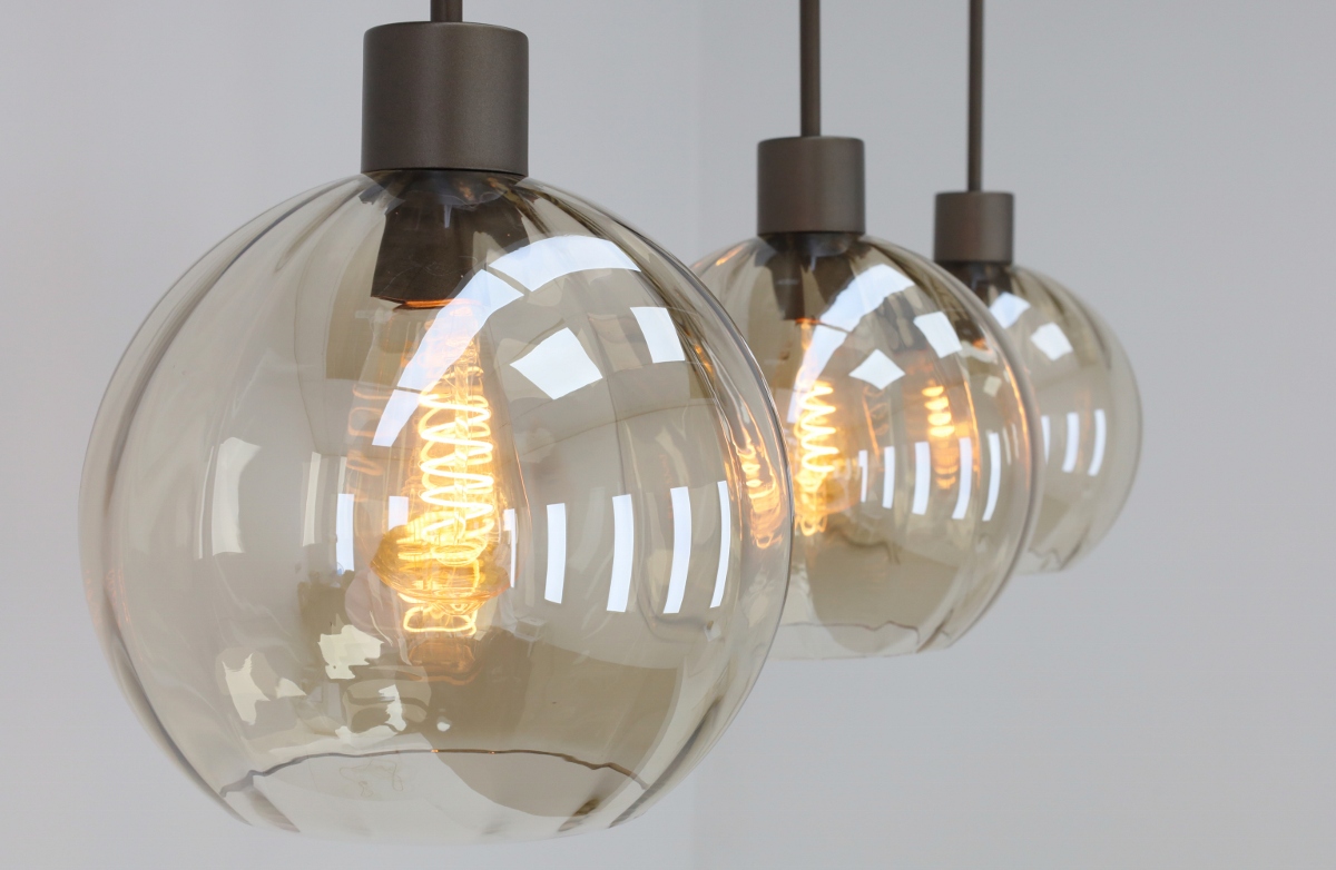 Stijlvolle hanglamp DONATO 3-lichts 100 cm | Mokka / Amber