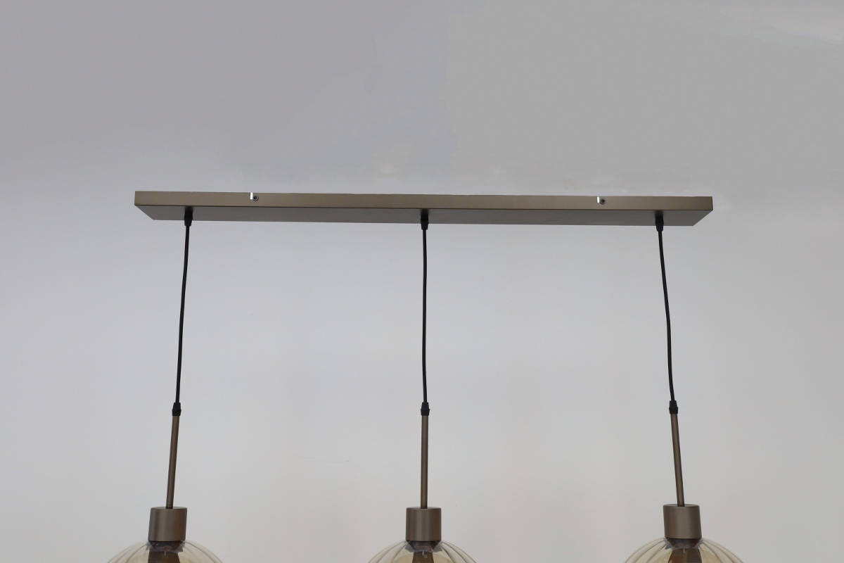 Stijlvolle hanglamp DONATO 3-lichts 100 cm | Mokka / Amber