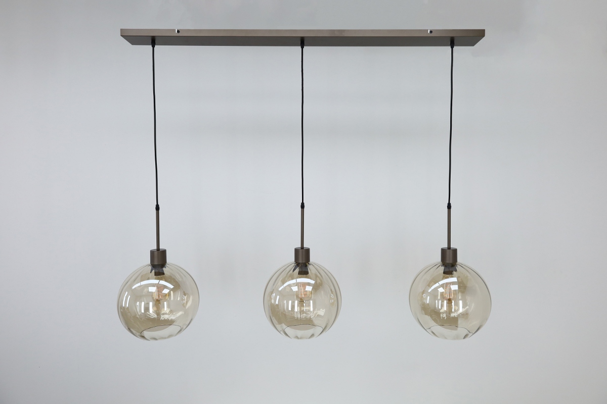 Stijlvolle hanglamp DONATO 3-lichts 130 cm | Mokka / Amber
