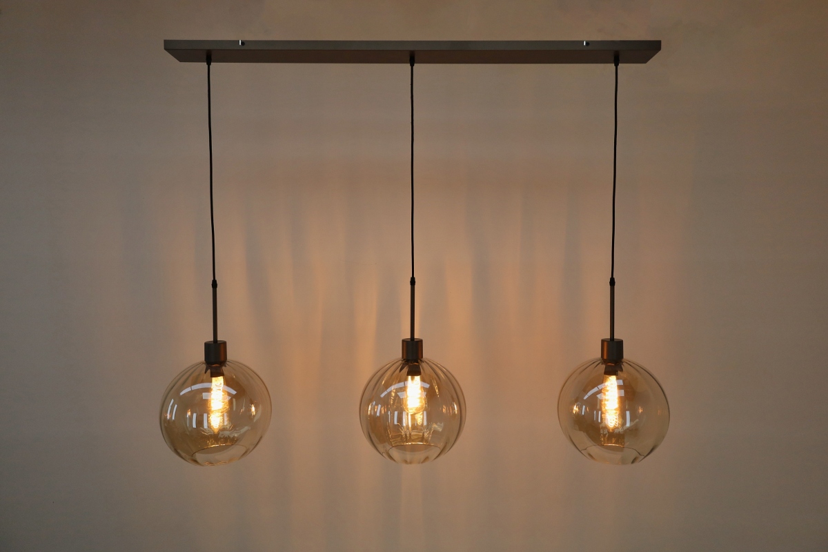 Stijlvolle hanglamp DONATO 3-lichts 130 cm | Mokka / Amber
