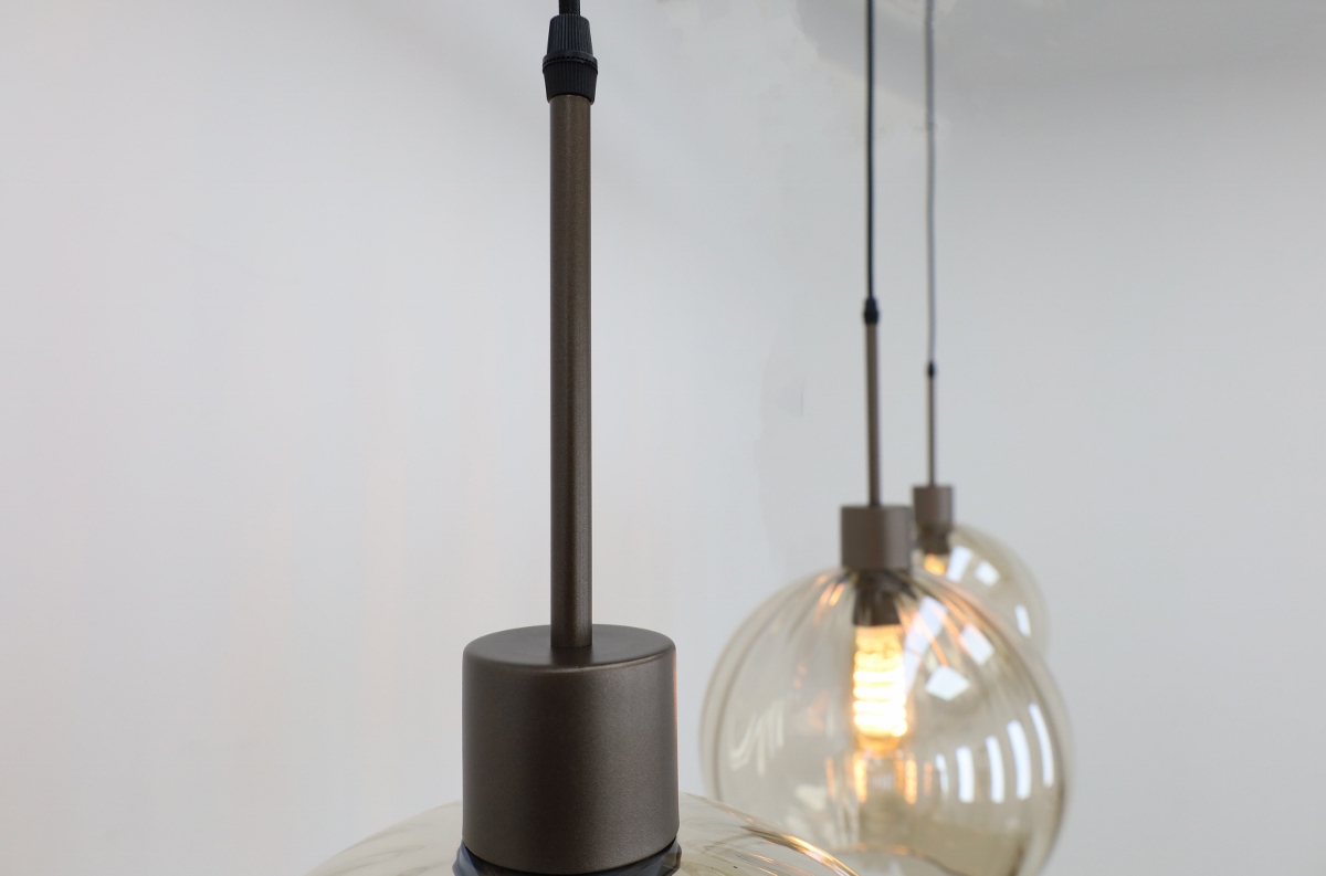 Stijlvolle hanglamp DONATO 3-lichts 130 cm | Mokka / Amber
