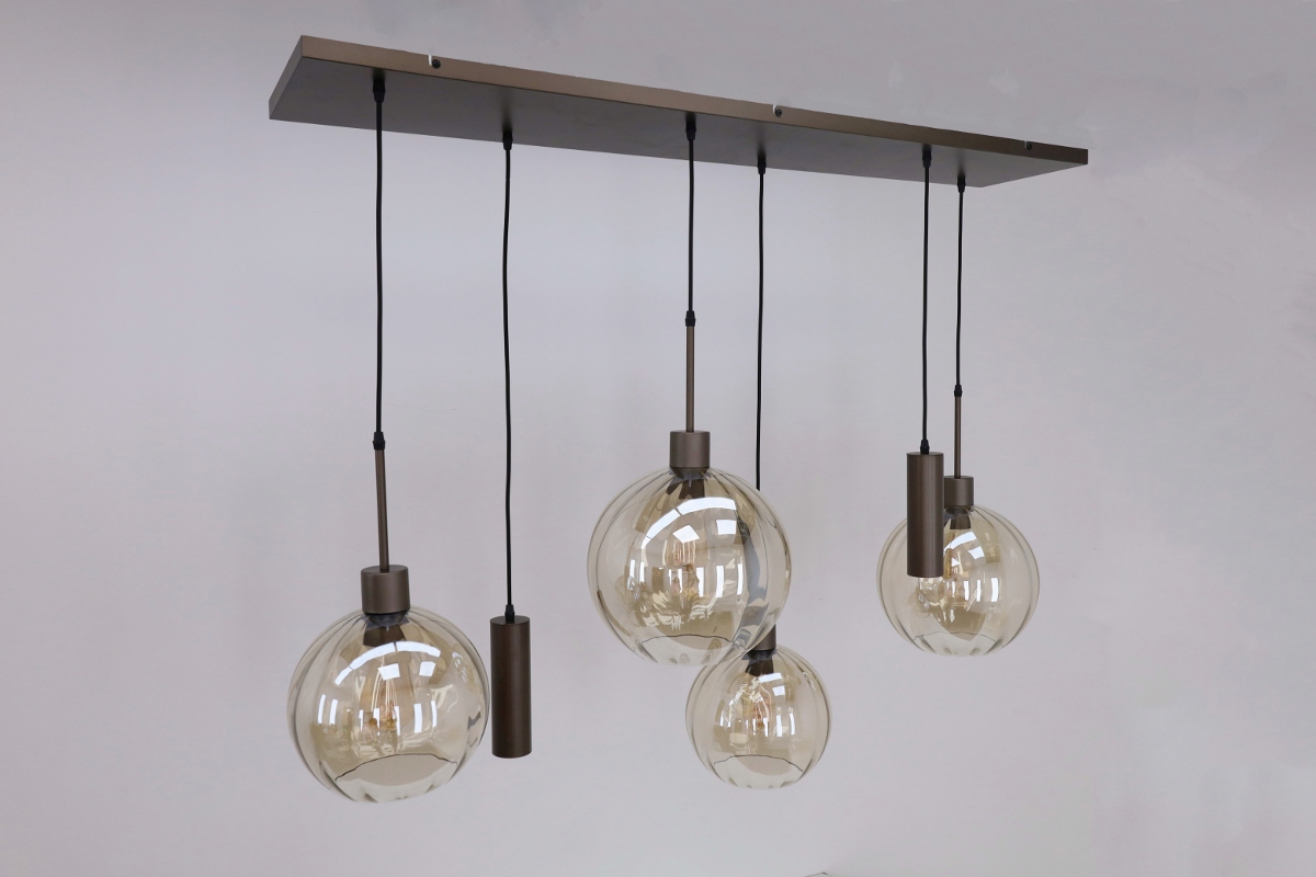 Stijlvolle hanglamp DONATO 6-lichts | Mokka / Amber