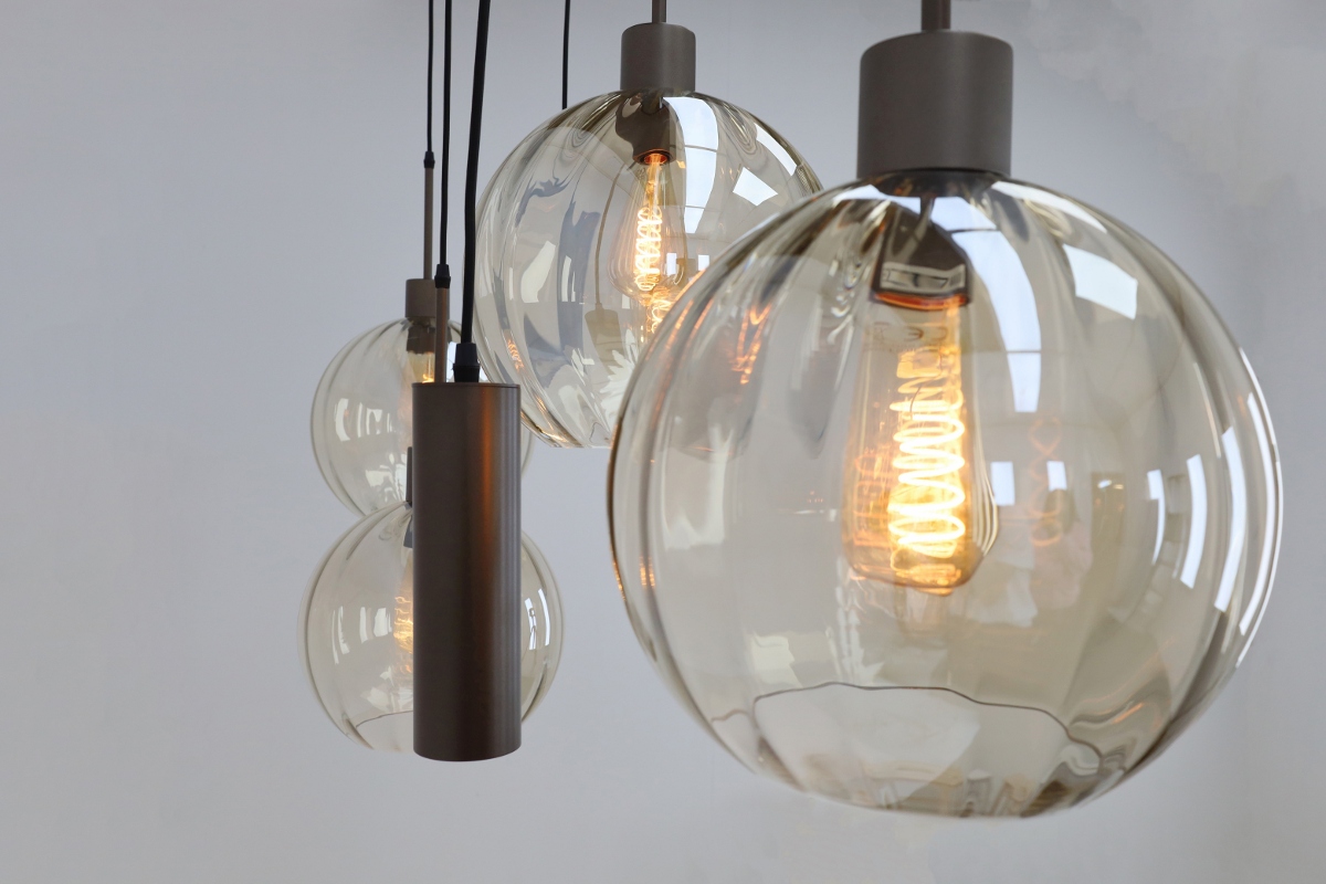 Stijlvolle hanglamp DONATO 6-lichts | Mokka / Amber
