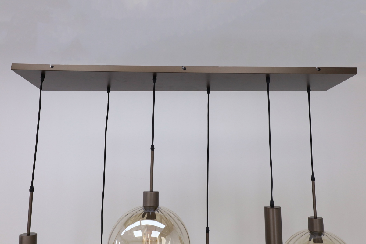 Stijlvolle hanglamp DONATO 6-lichts | Mokka / Amber
