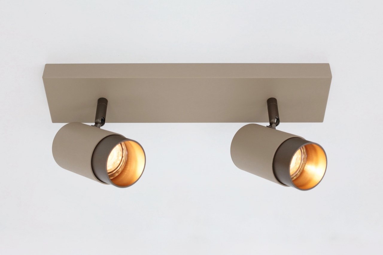 Elegante opbouwspot CAREGA 2-lichts | Zand / Mokka