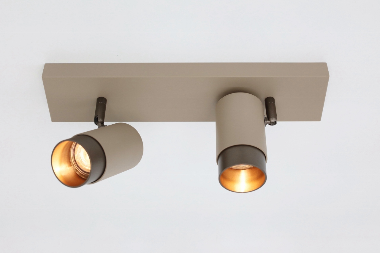 Elegante opbouwspot CAREGA 2-lichts | Zand / Mokka