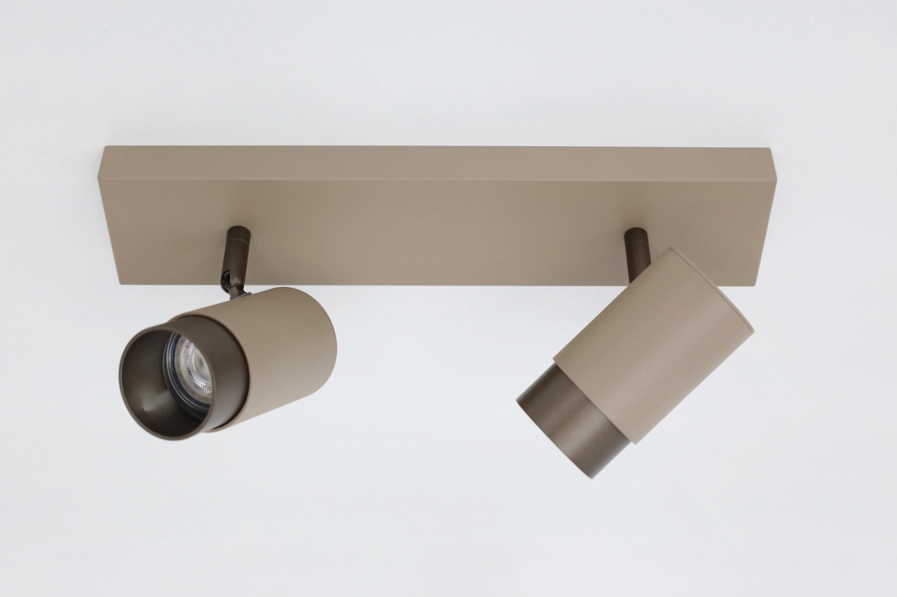 Elegante opbouwspot CAREGA 2-lichts | Zand / Mokka