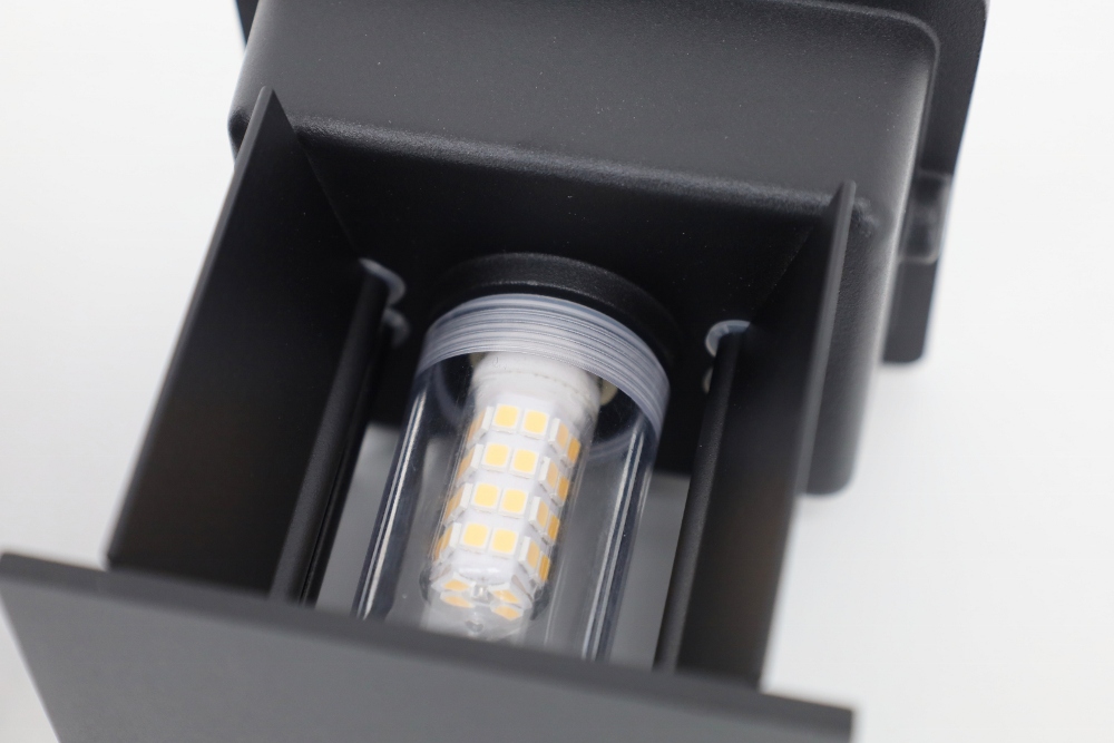 Vierkante LED buitenlamp / wandlamp ARRIGO met G9-fitting | Zwart