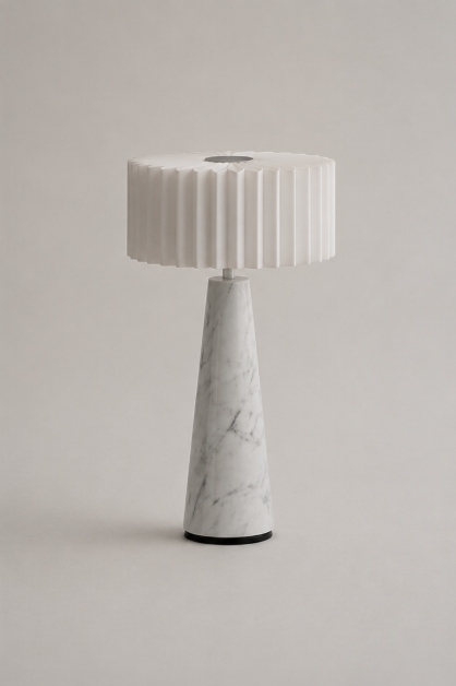 Oplaadbare tafellamp BLOK | Marmer wit
